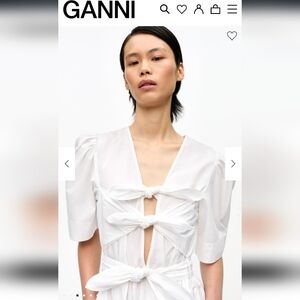 Ganni White Stretch Cotton Dress